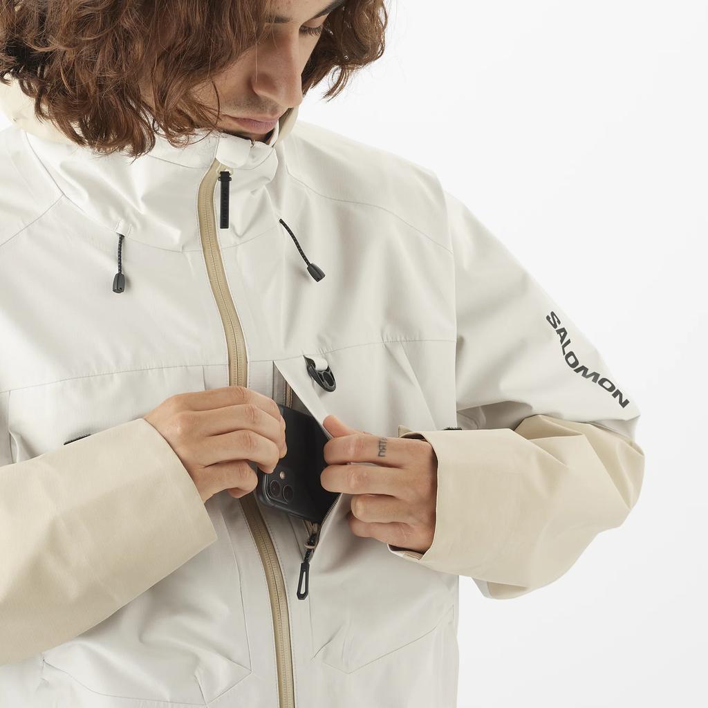 Salomon Outline Gtx 3L Hard Shell Hiking Outdoor Waterproof Windproof Breathable Durable Jacket Unisex Jacket Earth-Gray LC2374100