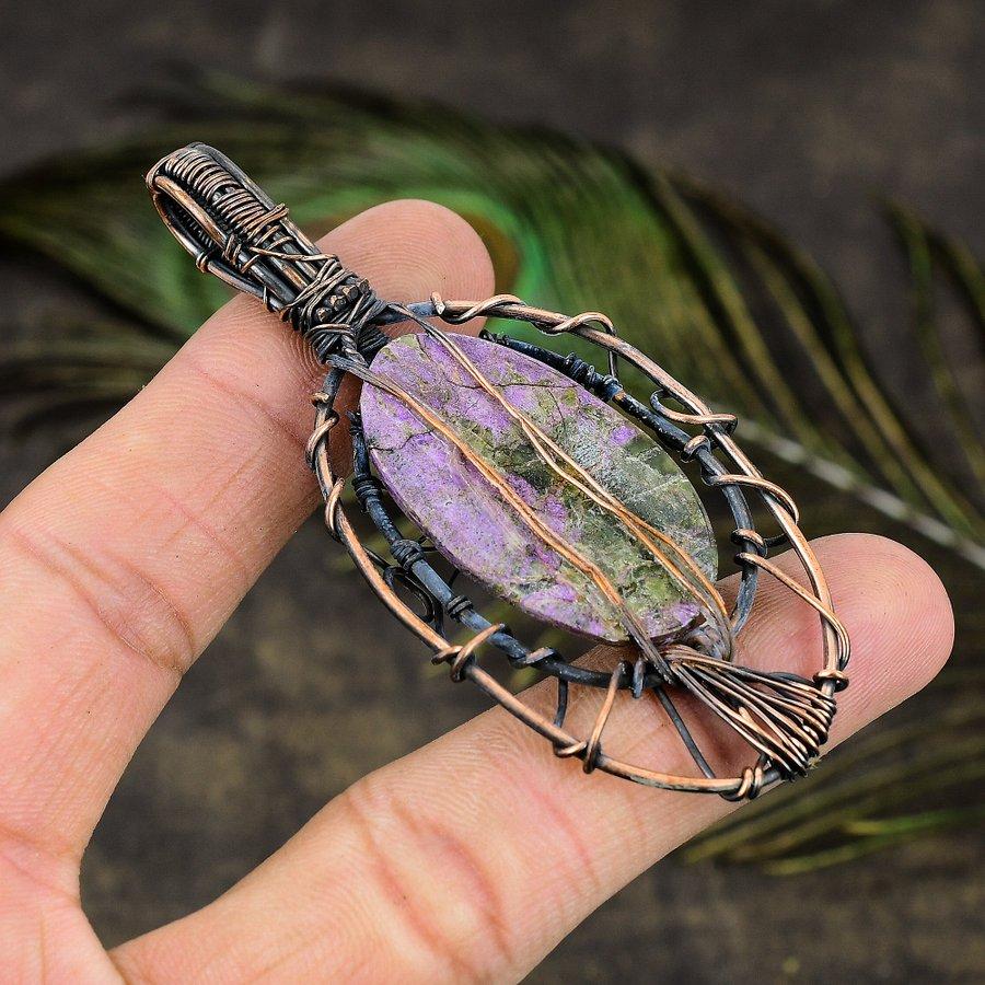 Purpurite Handmade Copper Wire Wrap Jewelry Pendant 2.84" Y5w95