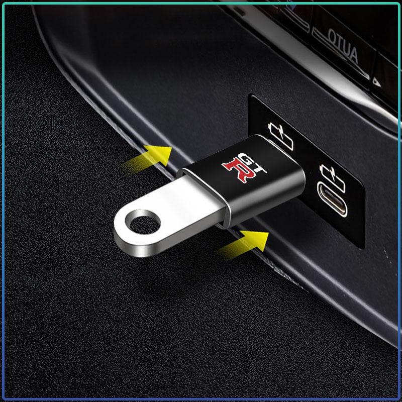 Car Type-C To USB 3.0 Interface Mini Converter Charging Adapter For Nismo Nissan Almera Tiida Juke Teana Qashqai 350Z 370Z GTR