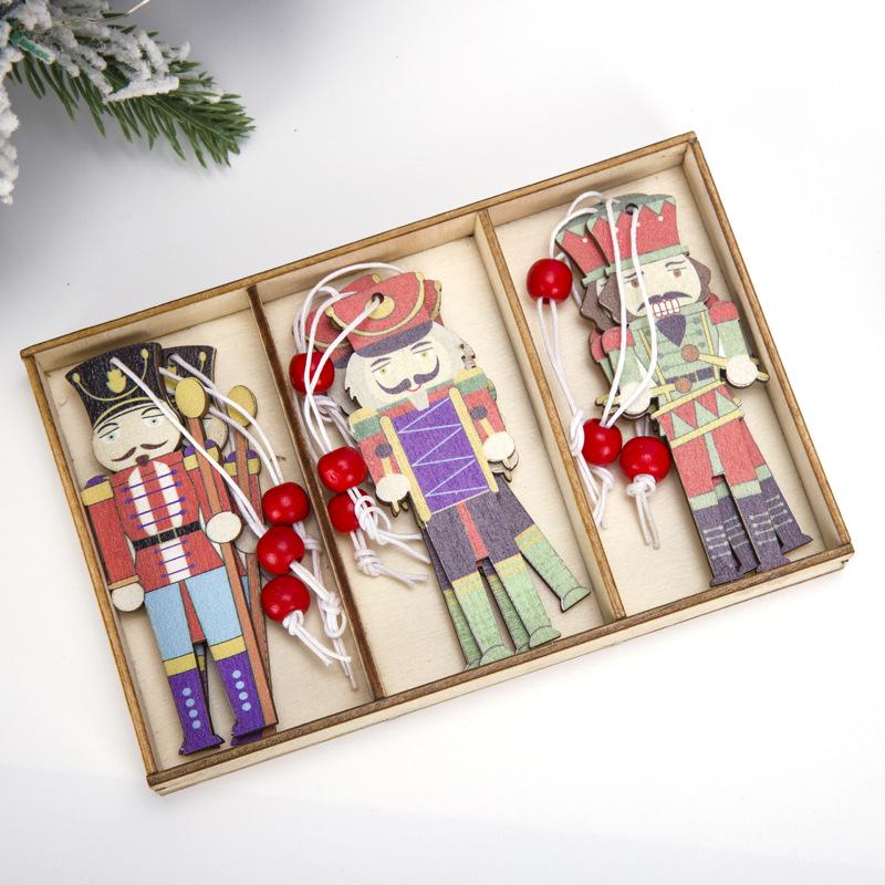 Wooden Nutcracker Soldier Ornament - Festive Cartoon Christmas Gift