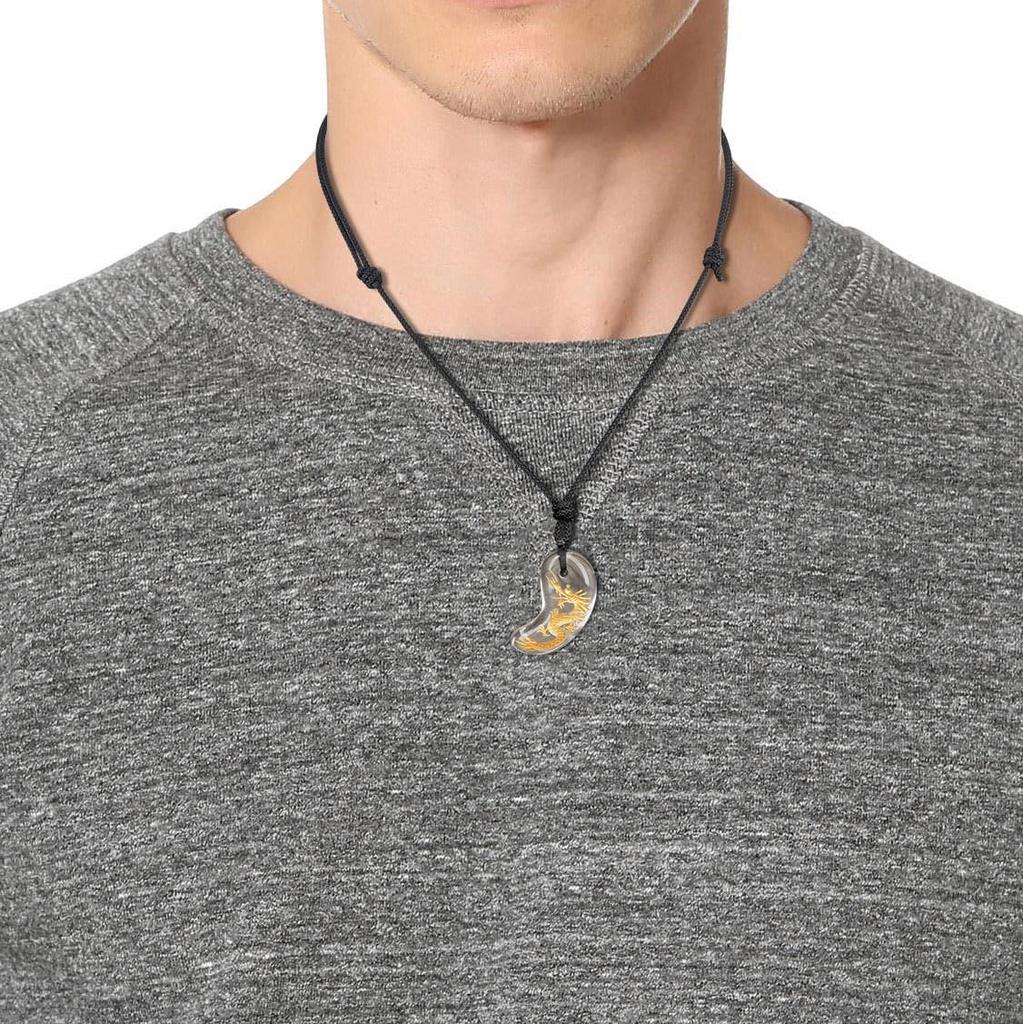 Crystal Dragon Carving Purification and Good Fortune Amulet Magatama Power Stone Adjustable Unisex [KOAI] Necklace, Length,