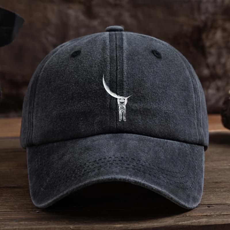 

Funny Meniscus Astronaut Print Baseball Hat Fashionable Versatile Peaked Cap Men s Outdoor Hat чёрный