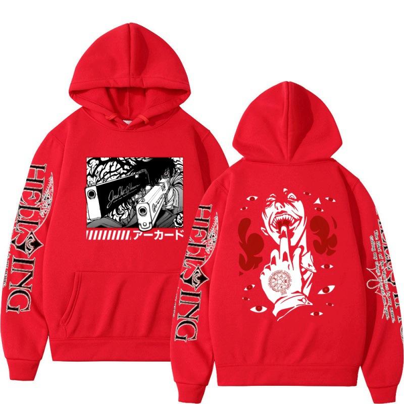 Harajuku Hellsing Japanese Anime Printed Hoodies Mens Pullovers Kawaii Manga Graphic Hooded Coats Autumn Streetwear Sweatshirts Unisex Tops