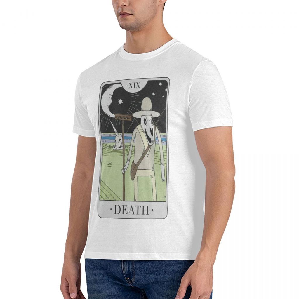 Tarot Card Death T Shirt Adventure Cartoon Time Novelty Pure Cotton Tee Shirt Crewneck Short Sleeve TShirt Gift Idea Clothes