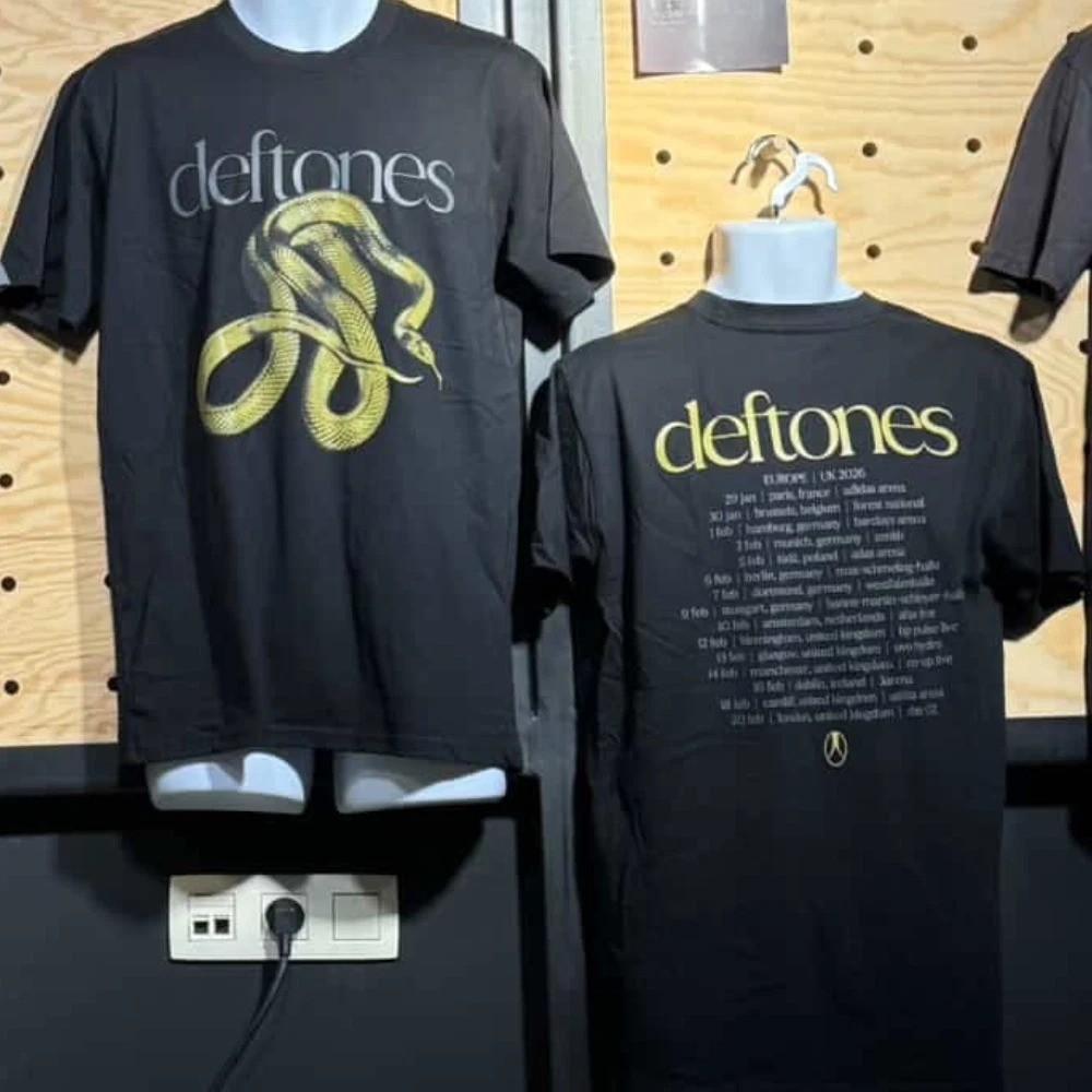 Deftones Golden Snake 2026 EU e UK Tour Merch T-shirt Tutte le Taglie Ristampa T-shirt Unisex