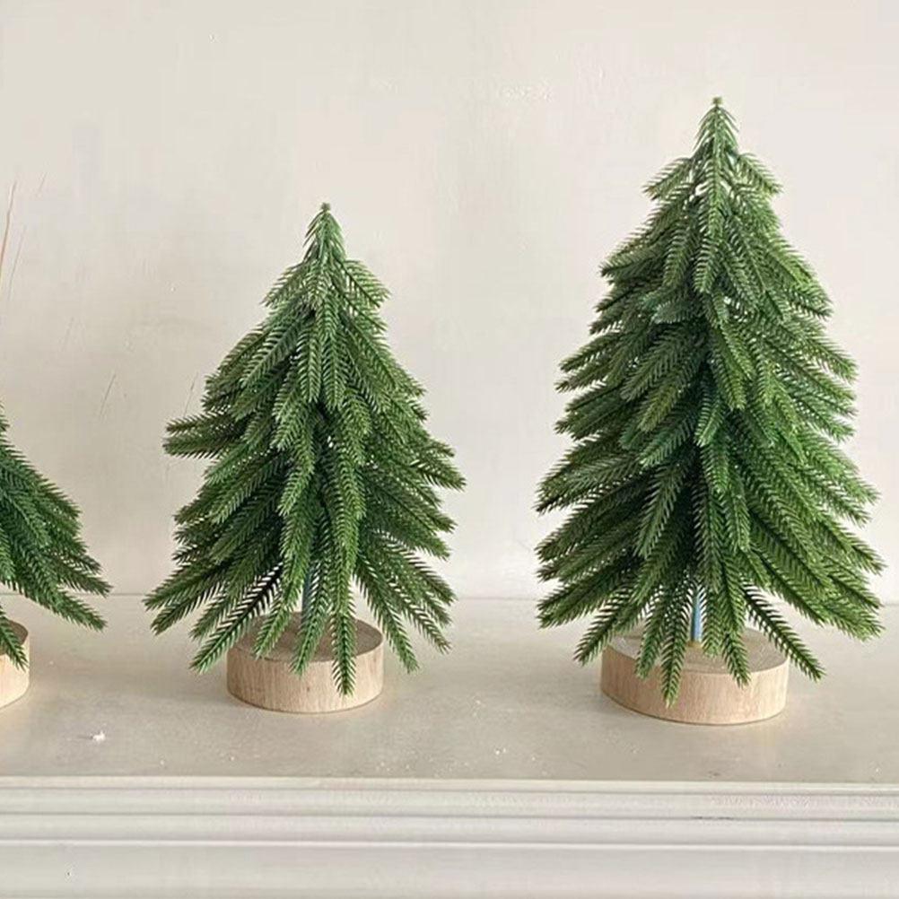Mini Christmas Tree Wooden Base Artificial Xmas Decor Desktop Scene Prop Mini Christmas Tree Artificial Pine Trees other