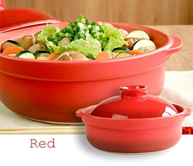 Minosarara Utage Bake Clay Pot for Direct Fire Size for Made In Heat Source Red for Direct Fire Use Use, 7, 1-2 People, Japan, Color