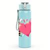 1PC Multi Texture Patch Heart Combo 750ml Color Plastic Sports Water Bottle Leakproof Flip Straw Lid Suitable for Sports Office Home Use