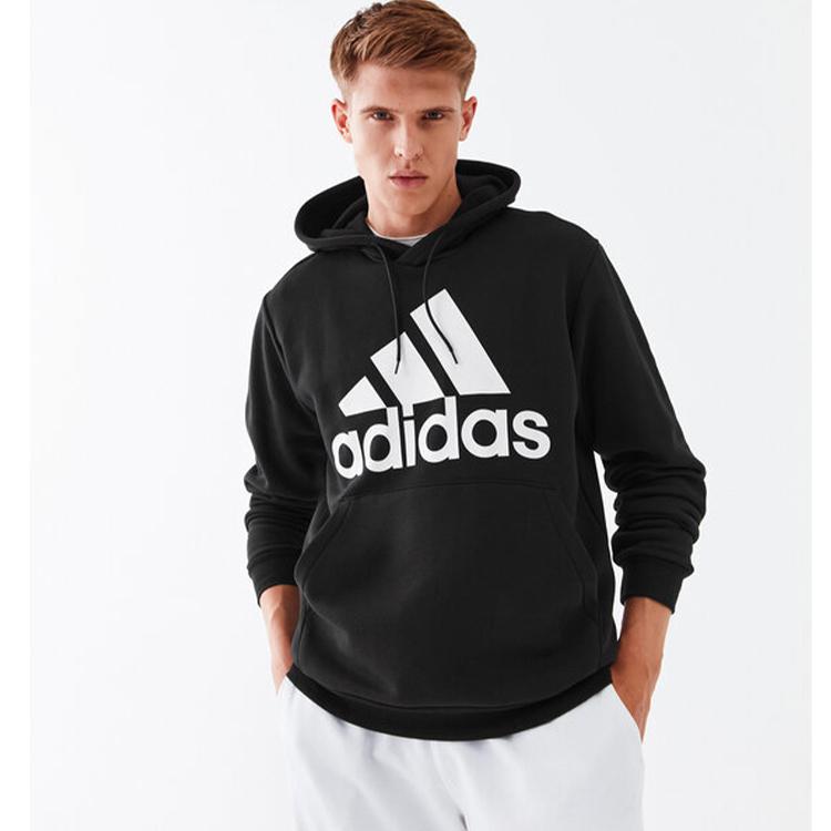 Adidas Genser med hette og lange ermer med bokstavtrykk Herretopper Svart IB4024