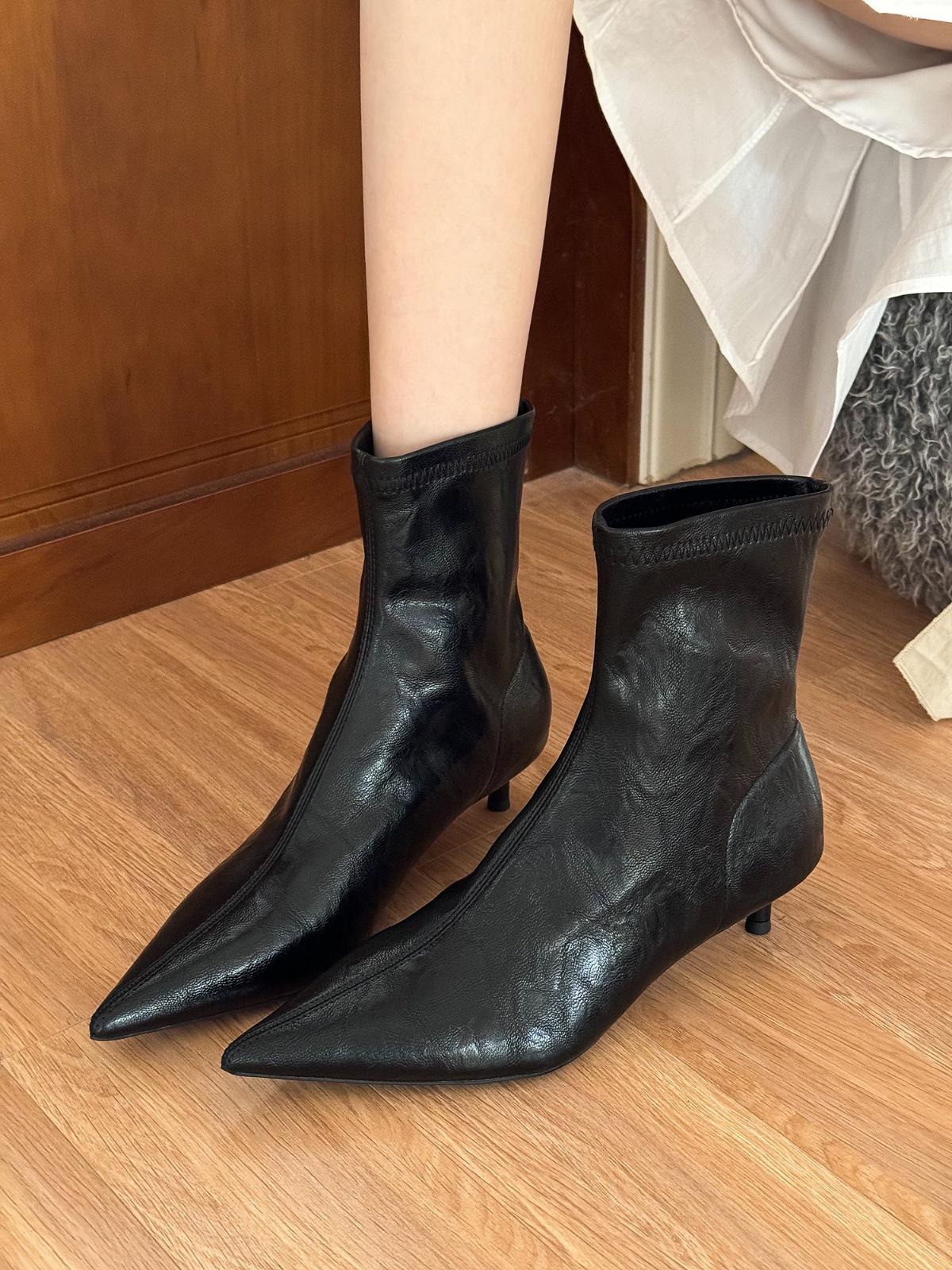 

Удобный и простой в носке! Ретро коричневые мягкие кожаные кошачьи и короткие ботинки женские новые осенние ботинки на низком каблуке 40