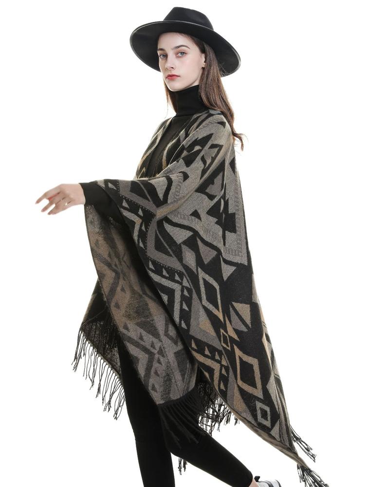 Echarpe Hiver Women Scarf Cardigan Boho Tassel Poncho Warm Chale Femme Capa Para Mujer Pashmina Wrap Blanket Shawl Autumn Winter