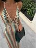 Elegant 2026 Women's Sleeveless Deep V Halter Strap Long Dress