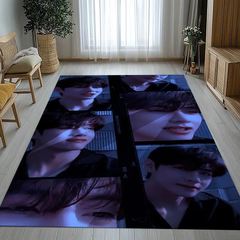 Kim Tae Hyung V Kpop B-BTS Living Room Non-Slip Area Rug Soft Carpet for Bedroom Kids Playroom Sofa,Home Decor Doormat Gift