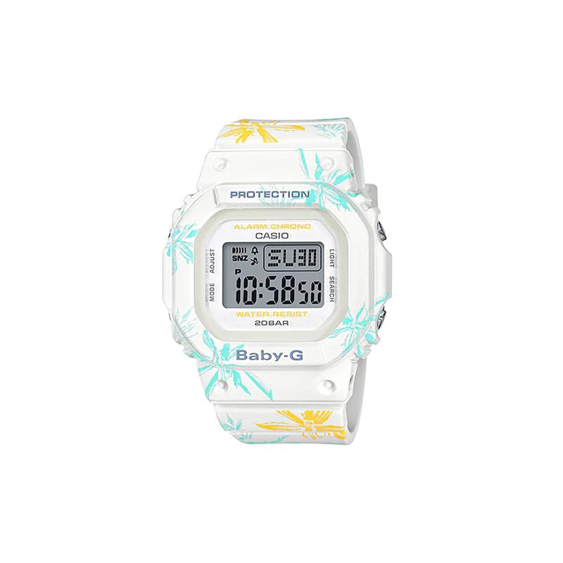 

Casio BABY-G Summer Flowers West Coast Beach Trend Fashion Vitality Bright Color Ice Cream Small Square LCD Display Quartz Resin Watch BGD-560CF-7 білий