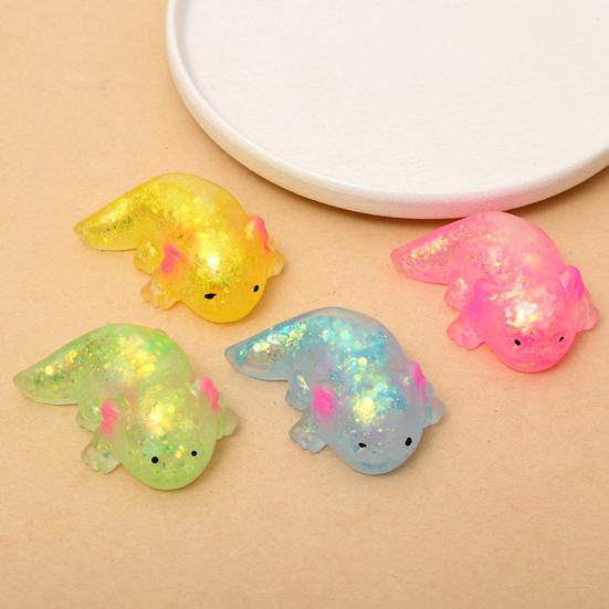 Mini Glitter Salamander Squeeze Toy Stress Relief Lying Salamander Sensory Toy Decompression Clear Animal Fidget Toy