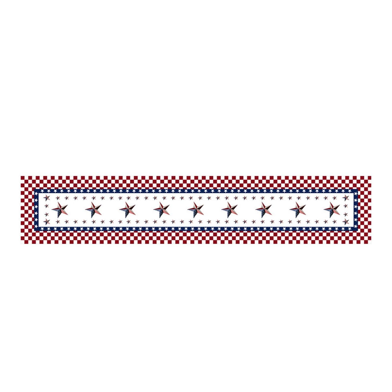 

Rectangular Table Runner with Striped Center and Decorative Printed Ends Suitable for Dining and Living Room Settings One Size