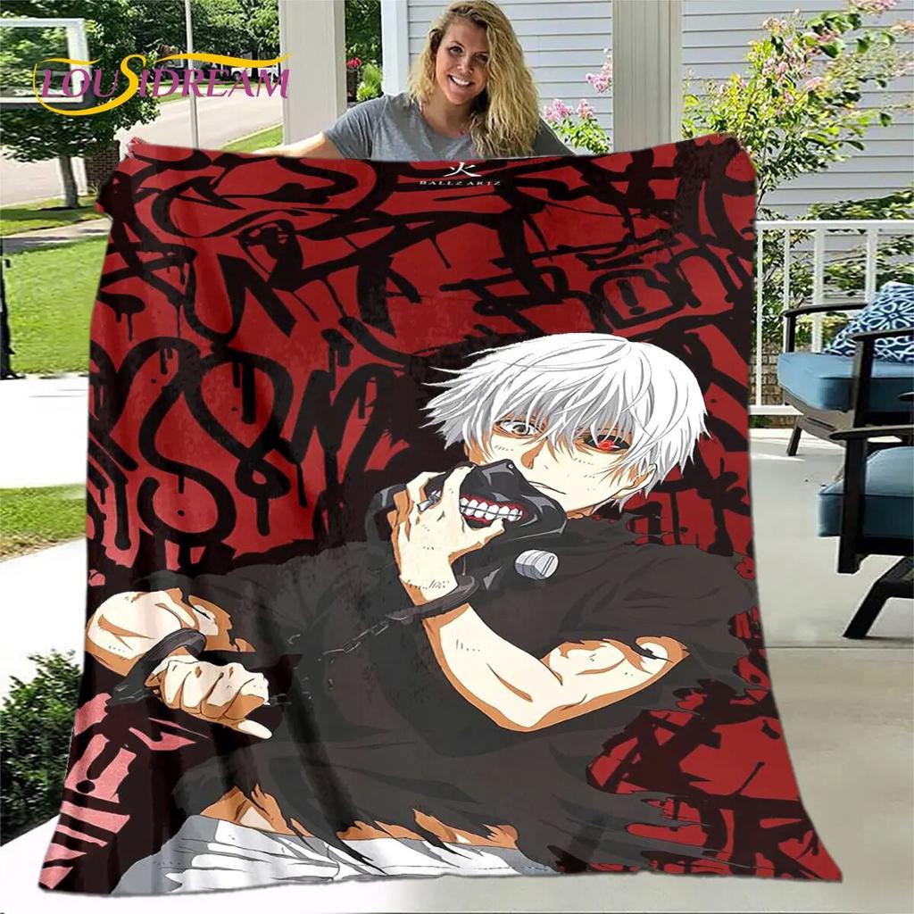 Tokyo Ghoul Japan Anime Cartoon Soft Plush Blanket,Flannel Blanket Throw Blanket for Living Room Bedroom Bed Sofa Picnic Cover