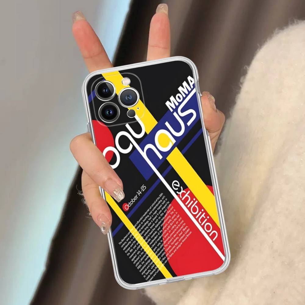 Abstract B-Bauhaus Geometric Art Transparent Phone Case For IPhone 16 15 14 13 12 11 Pro Max Plus Soft Cover