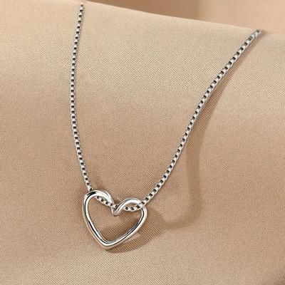 Sterling  Heart Pendant Necklace Statement Love Necklace Women Daily Wear Fashion Versatile Jewelry