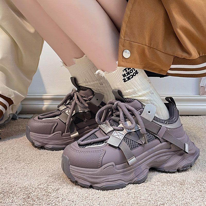 Mesh dad shoes women's platform muffin spring new versatile popular small height increase casual women's shoes