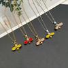 Cute Lovely Bee Pendant Necklace Imitaion Pearl Decorated Fashion Women Fashion Necklace Gift for Friend Red Yellow Zircon