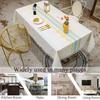 Embroidery Tassel Tablecloth,Cotton Linen Dust Proof Dinner Table Cover,for Kitchen Dining Room Party Home Tabletop Decoration