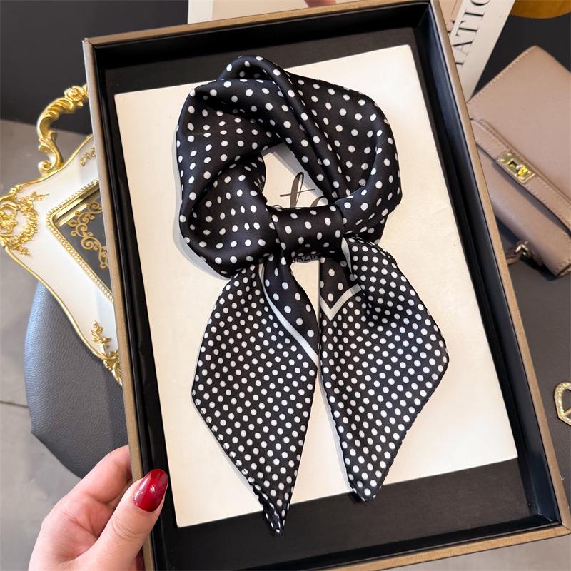 Polka Dot Silk Scarf & Shawl – High-End Sun Protection, Neck Tie, Headscarf for Women