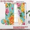 Flache Druckvorhänge Ohne Stange Florales Rosenstraußmuster Modische Gardinen für das Neue Jahr Gardinenset mit 2 Stück Modern Hergestellt Polyester