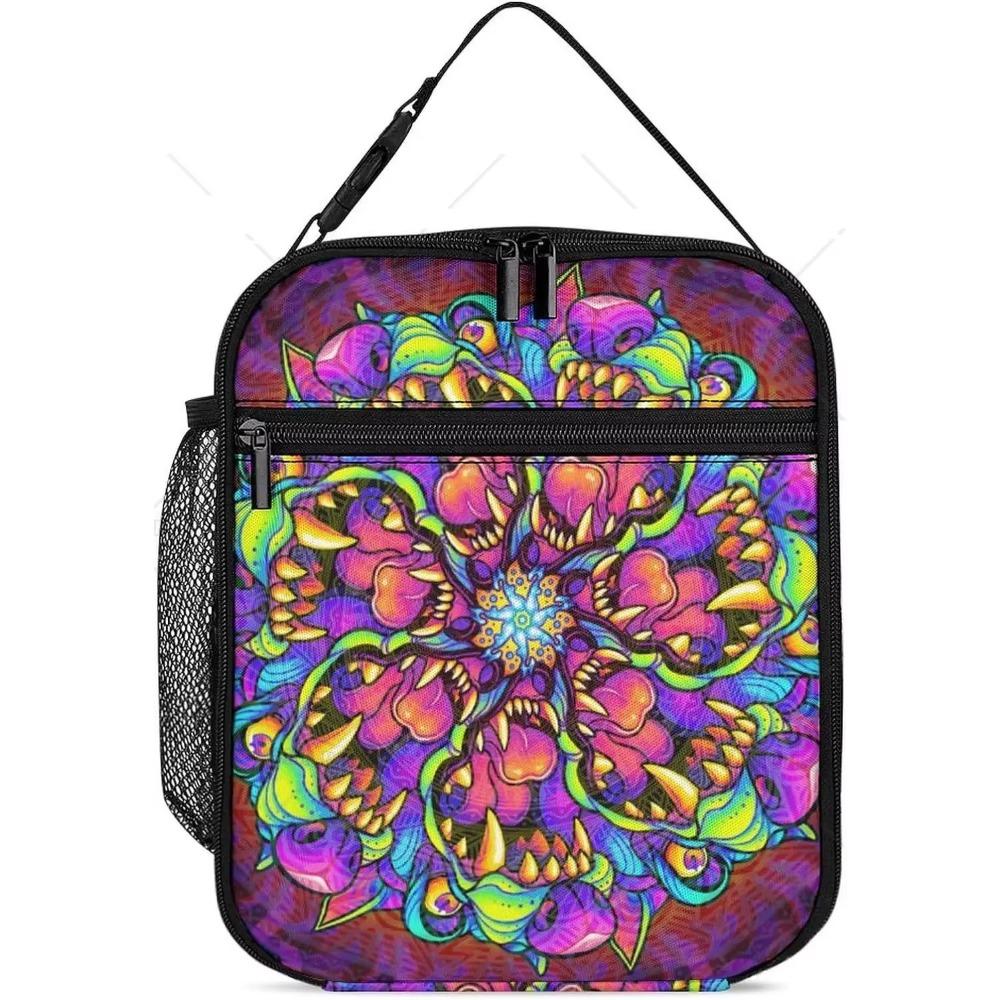 Colorful Painting Green Insulated Lunch Bag - Reusable Portable Lunch Box - Large Capacity Lunch Tote for Women Men Outdoors