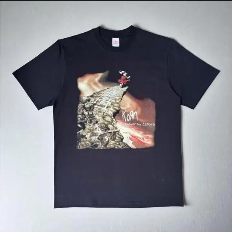 

Retro Korn Band Tshirt Unisex Peripheral Summer New Trend Y2K Casual Fashion Tshirt S