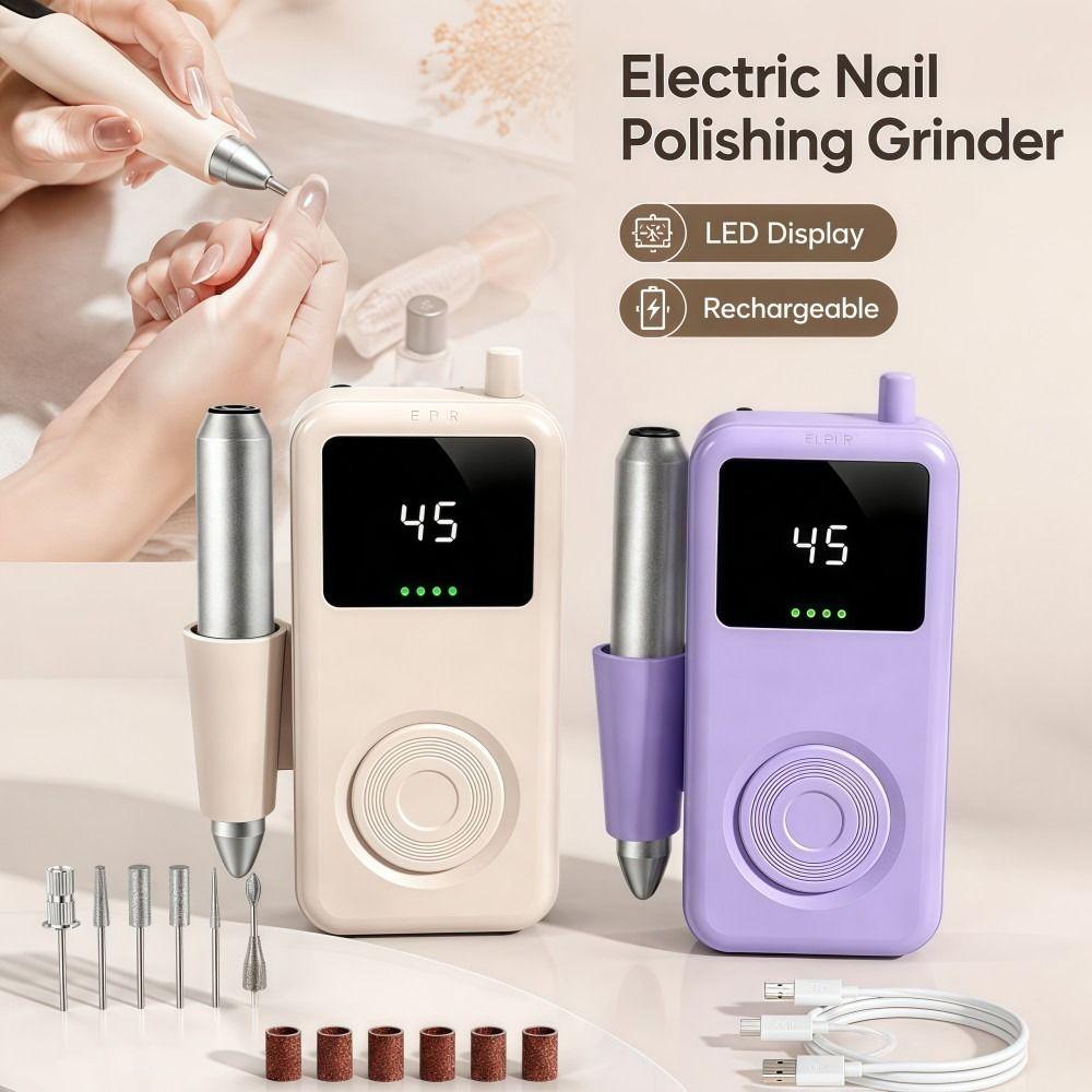 LED Display Electric Nail File 6 Grinding Heads Nail Grinder Nail Tools