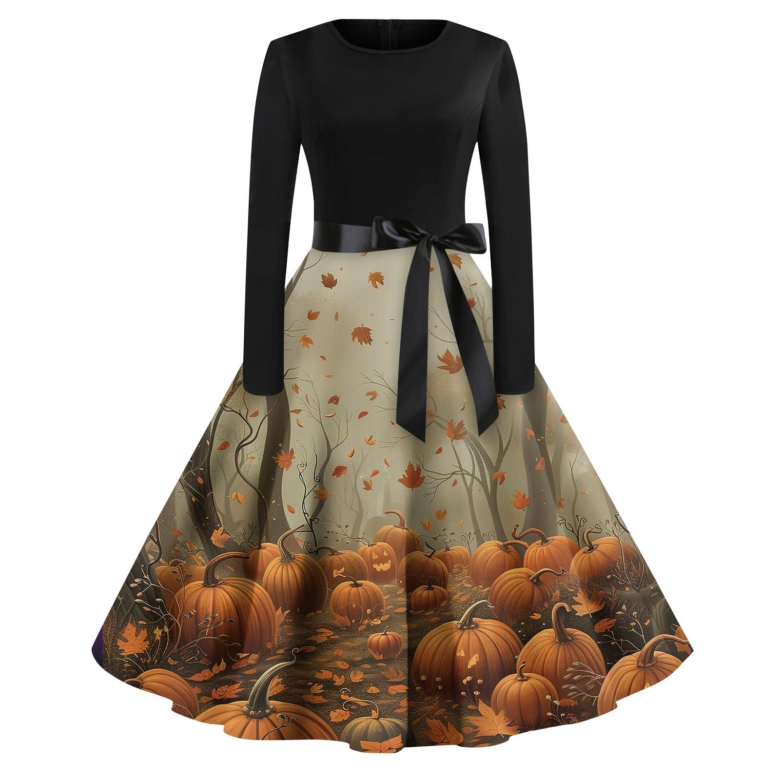 

Женское повседневное модное платье с длинным рукавом и принтом, вечернее повседневное платье с круглым вырезом XL хаки