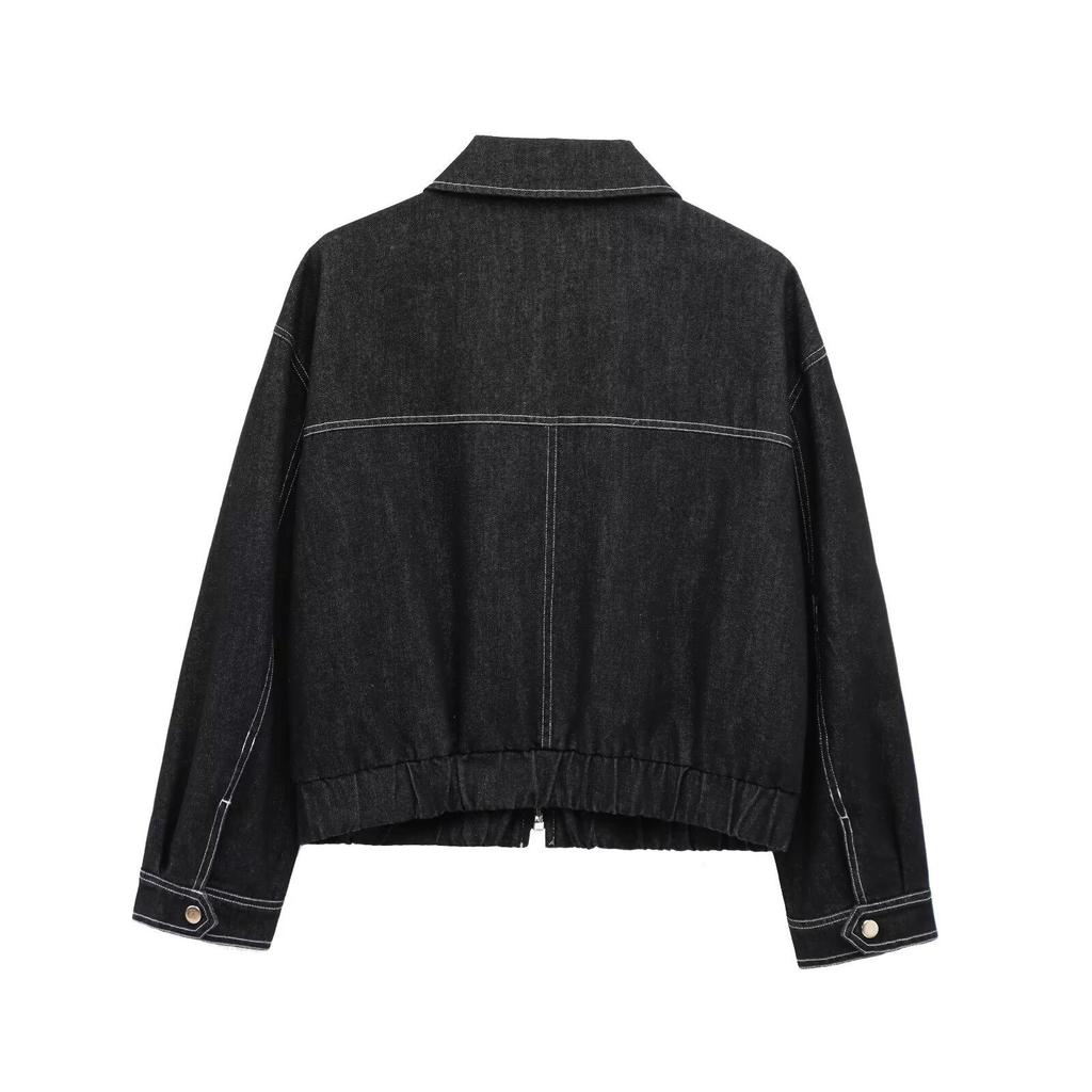 Damen Retro Jacke mit Denim-Effekt und langen Ärmeln: Europäischer & Amerikanischer Stil für Frühling & Herbst