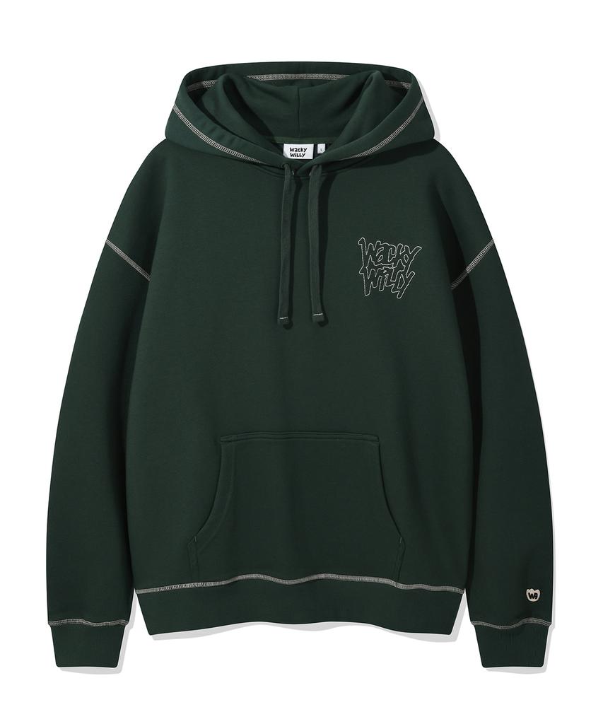 Stitch Lettering Hoodie Green