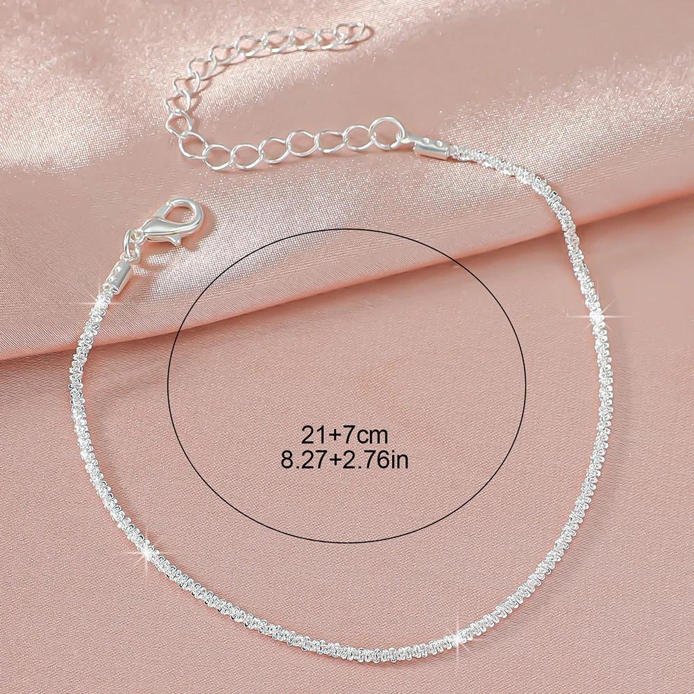 Color Shiny Sparkling Anklet For Women Summer Elegant Jewelry Girls Beach Ankle Bracelet On Foot Party Accessories