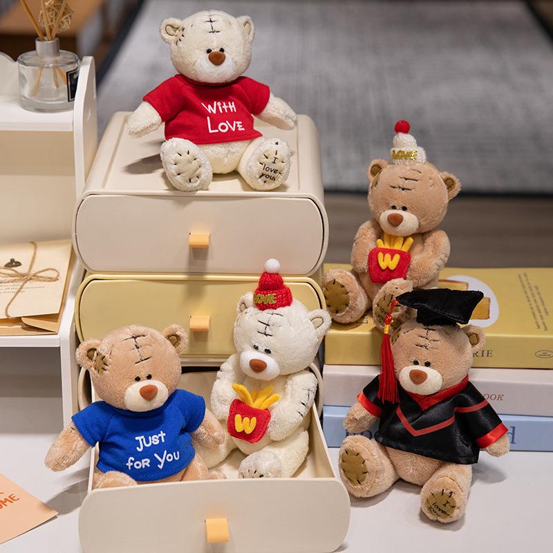 Cute cute dressed teddy bear doll plush toy bear hug bear doll children companion doll