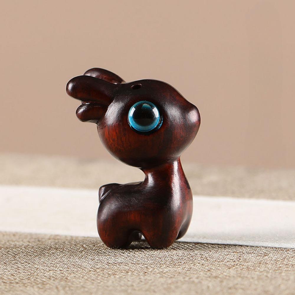 Sandalwood Deer Car Keychain, Pendant, Couple Phone Pendant, USB Disk Chain Hanger, Gift
