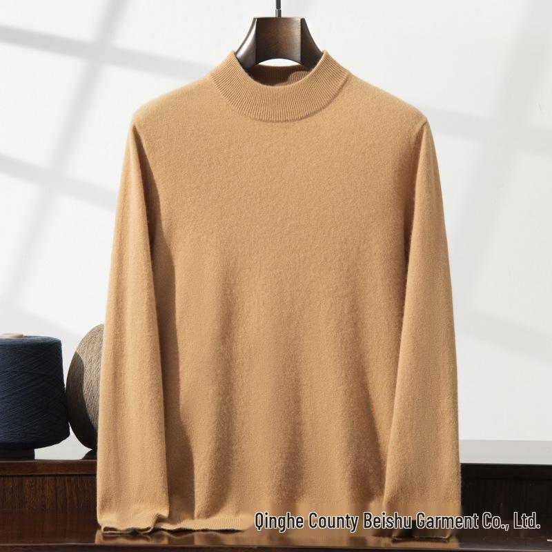 Men's Autumn Winter Cashmere Half-High Neck Knit Sweater