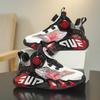 Kids Basketball Shoes Boys Girls Lightweight Synthetic Leather Sneakers With Rotating Buckle