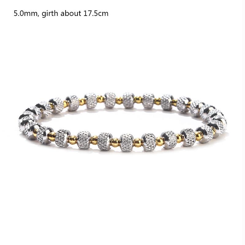 Couple Stainless Steel Stretch Bracelet Mixed Color Grid Beads Waterproof Durable Non-Fade Wristband