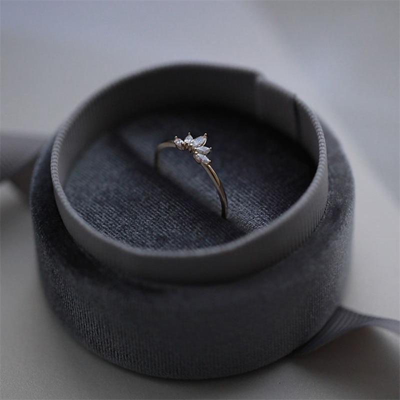 925 Sterling Silber Überzug 14K Gold Koreanische Kristall Krone Ring Frauen Mode Edler Jahrestag Schmuck
