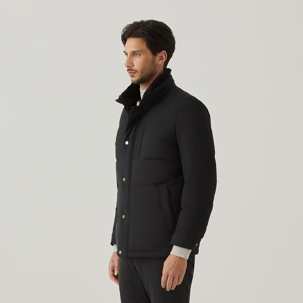 Ferraromilano Detachable Fur Goose Down Mid-Middle Jumper Black (Am0Ejp40139)