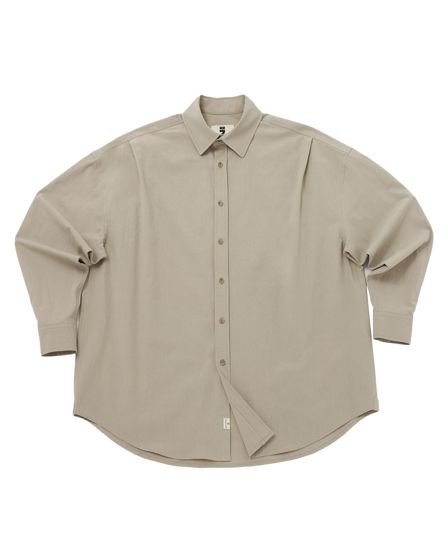 A Nothing Earth-Color Pleats Shirt (Beach Sand) L