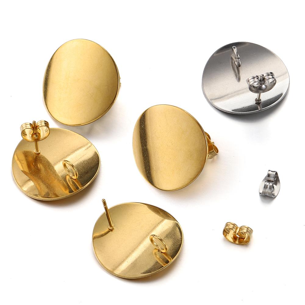 10pcs Stainless Steel Ear Studs Earrings Round Arc Curved Earrings Base witgh Ear Plug for Earrings Jewelry Making DIY Supplies