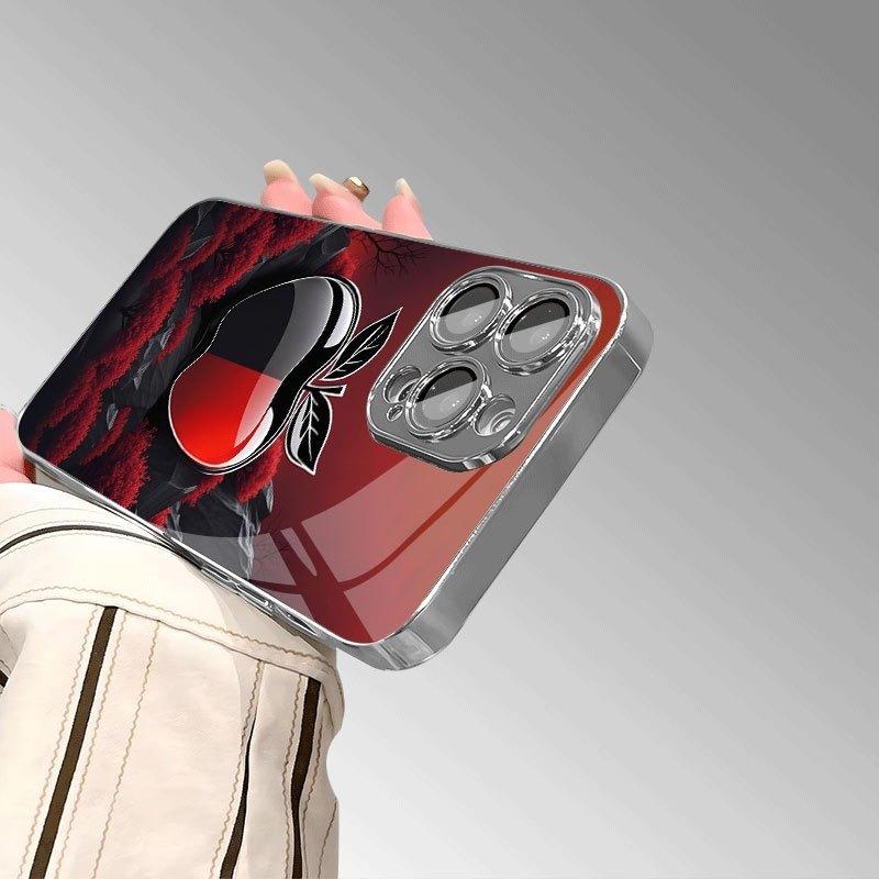 Kreatives Schwarz-Rot Für Apple Muster Glas Galvanisiert Handyhülle Für iPhone 17 16 15 14 13 12 11 Pro Max Plus 16E 17Air Hülle