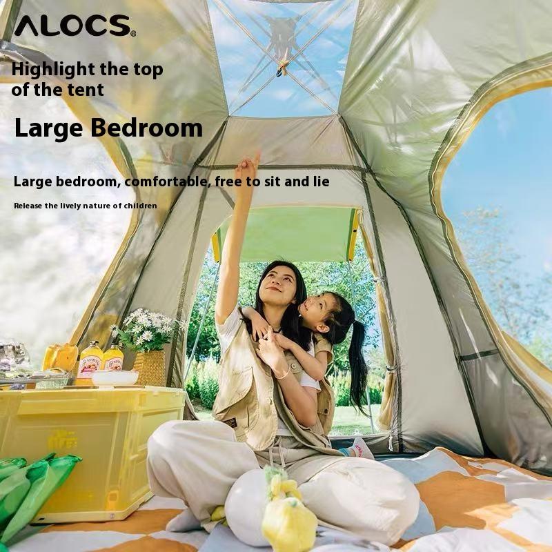Alocs outdoor camping UV-proof tent, lightweight and portable, waterproof and windproof, spacious family camping tent for 2-3 people