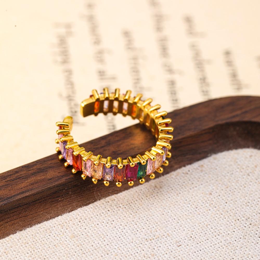 Adjustable Colored Zircon Rings Tiny French Vintage Ring Fashion Women Finger Ring  Engagement