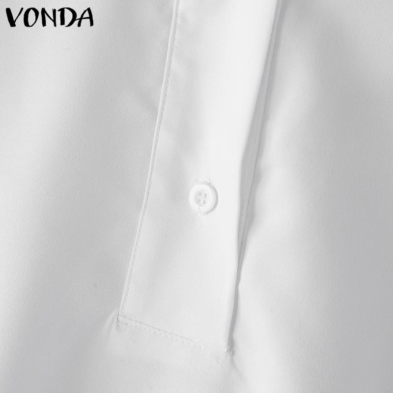 VONDA Женская модная однотонная рубашка со средним рукавом и пуговицами 5XL розовый — фото 11
