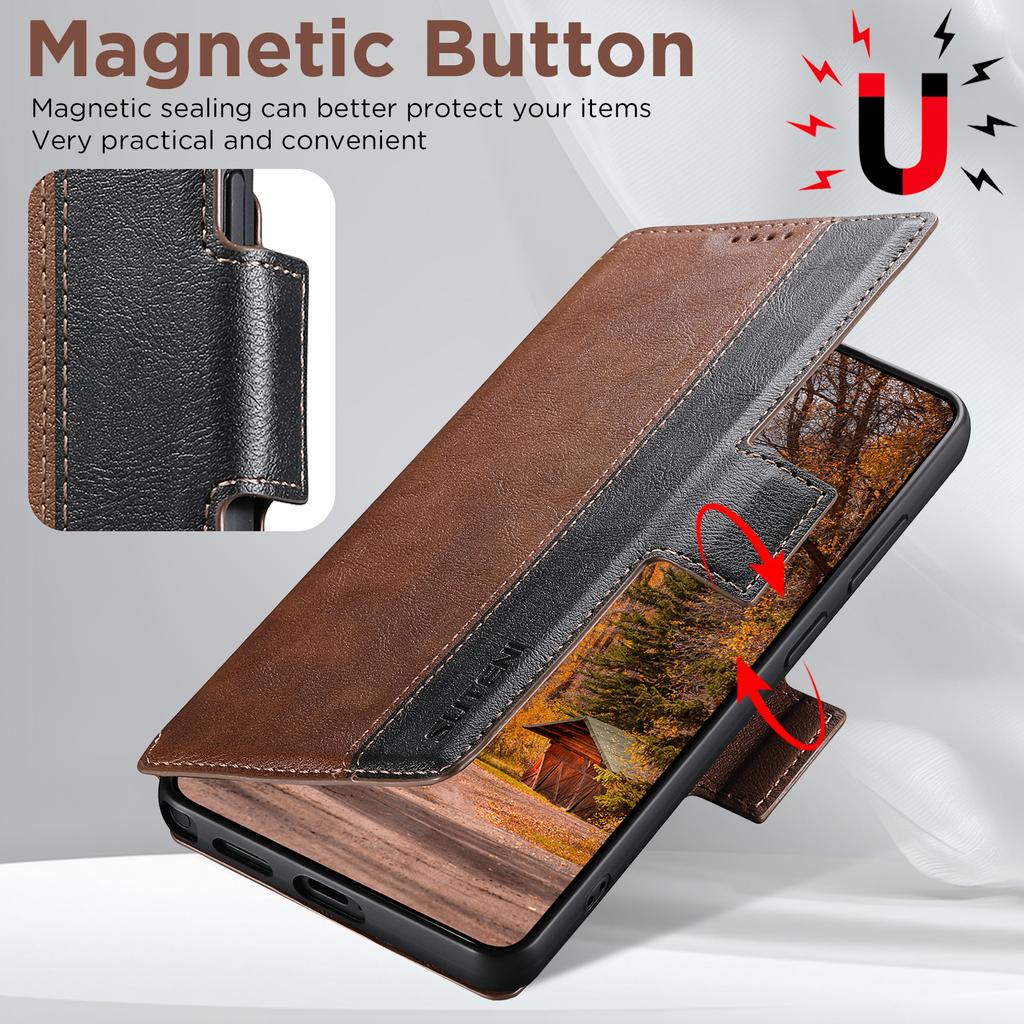 Kunstleder kabellose Ladekarte Halter Ständer Geldbörse Magnetische Klapphülle Handyhülle für Samsung Galaxy S26 Ultra S25 S24 S23
