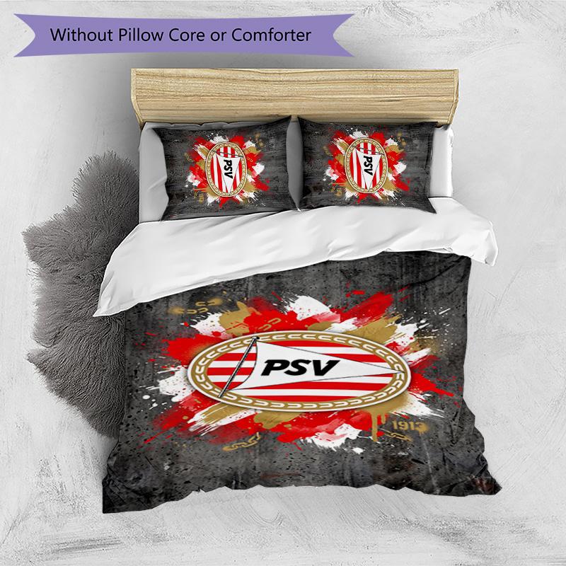 PSV Eindhoven FC Printed 3PCS Bedding Set Breathable Duvet Cover with Pillowcases Decorative Bed Linen for Bedroom Home